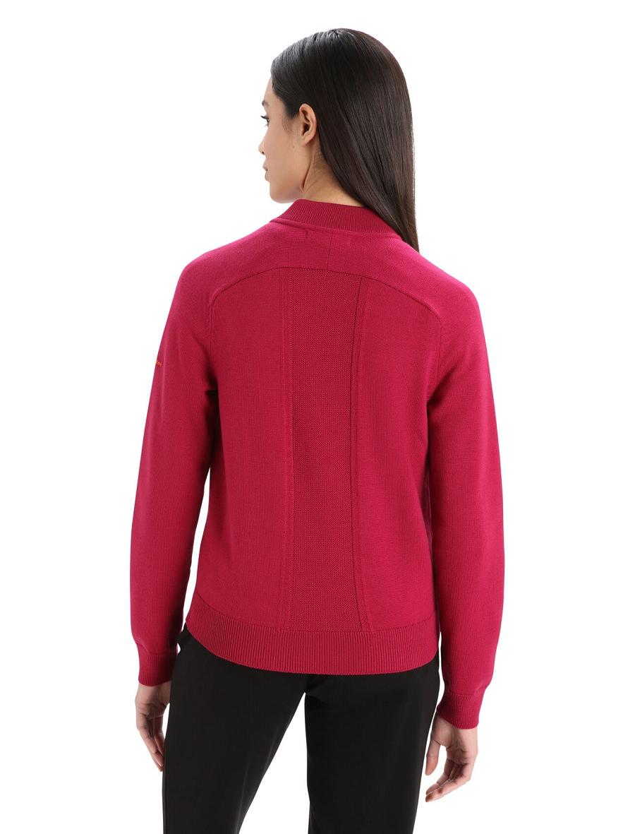 Vestes Icebreaker City Label ZoneKnit™ Merino Insulated Knit Bomber Femme Rose | FR 1658CTVE